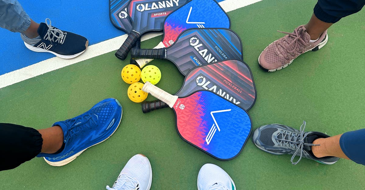 Custom pickleball paddles displayed on court for a finished product showcase