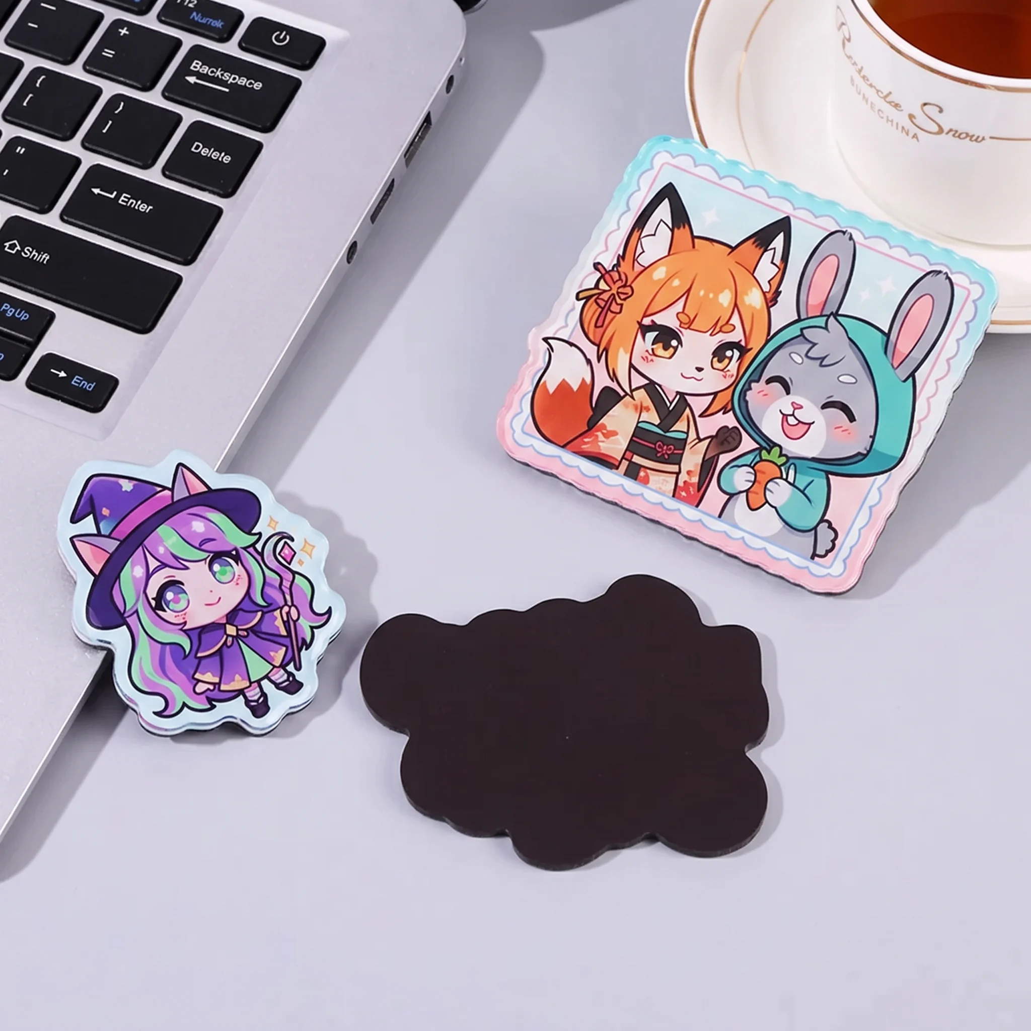 Custom shaped ABS fridge magnets with printed character artwork and magnetic backing