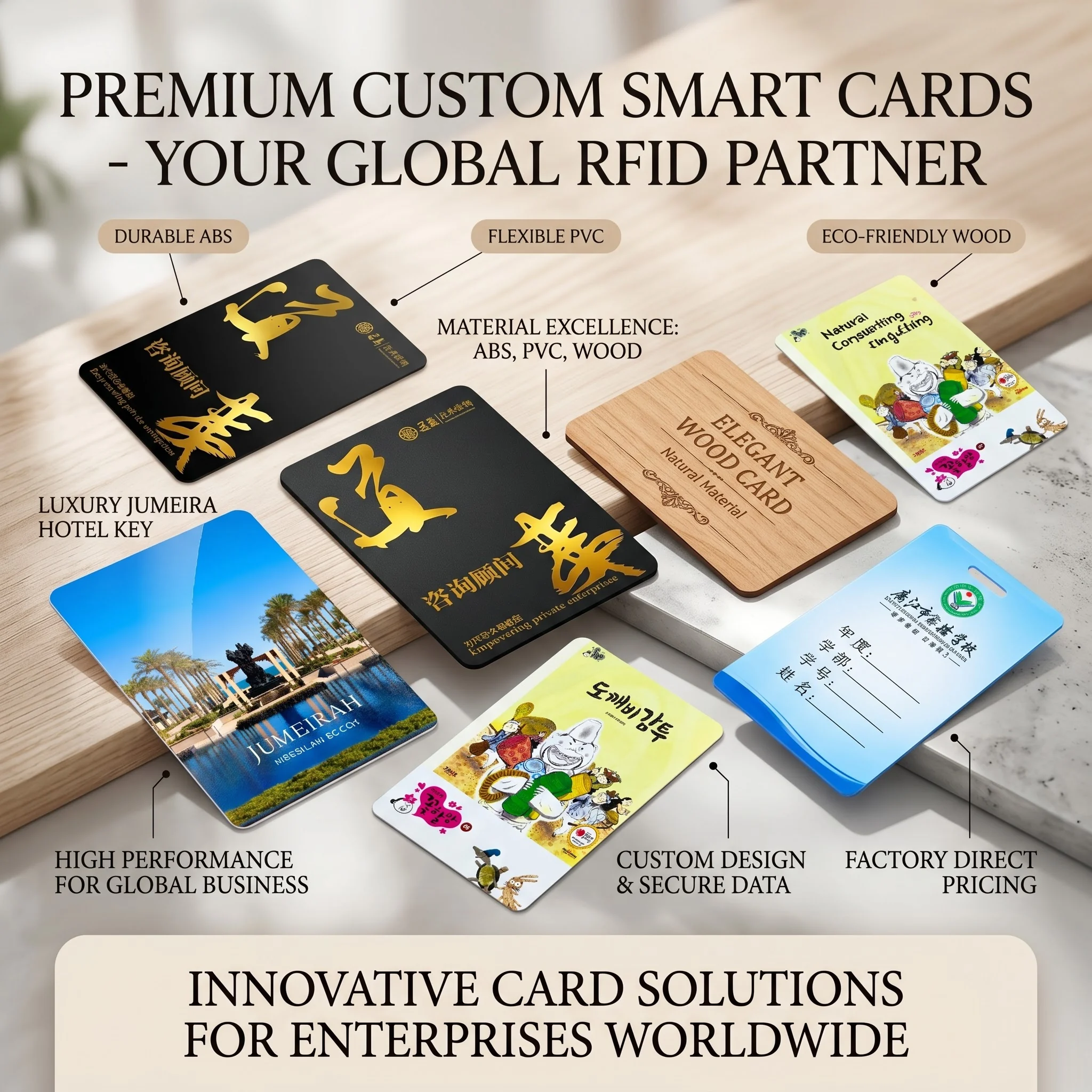 Custom UV Printed Cards: From PVC and ABS Materials to Wooden Hotel Key Cards